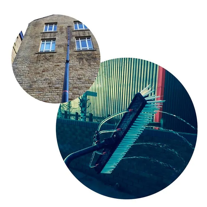 Pressure washing a walkway outside commercial premises